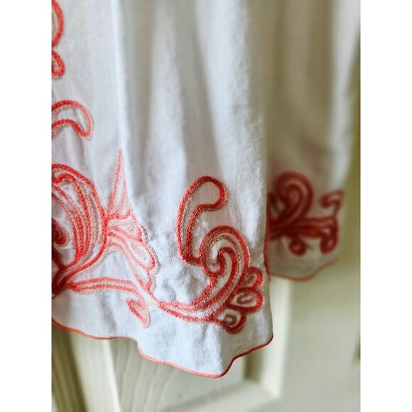 The Webster Miami Target White and Peach Embroidered Peasant Top XL - Picture 8 of 9